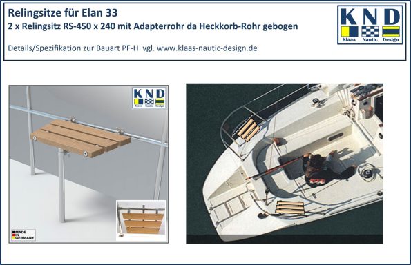 Foto des Reling Sitzes - Foto des Cockpits von oben mit Anbauposition der 2 Sitze
